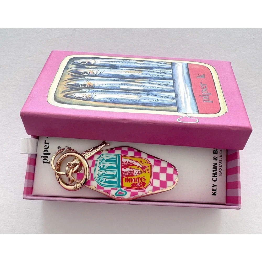 Piper K Sardine Key Chain Bag Charm Whimsical Retro Motel Style